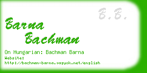 barna bachman business card